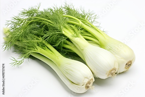 Organic fennel with green leaves on white backdrop for captivating ads and packaging designs