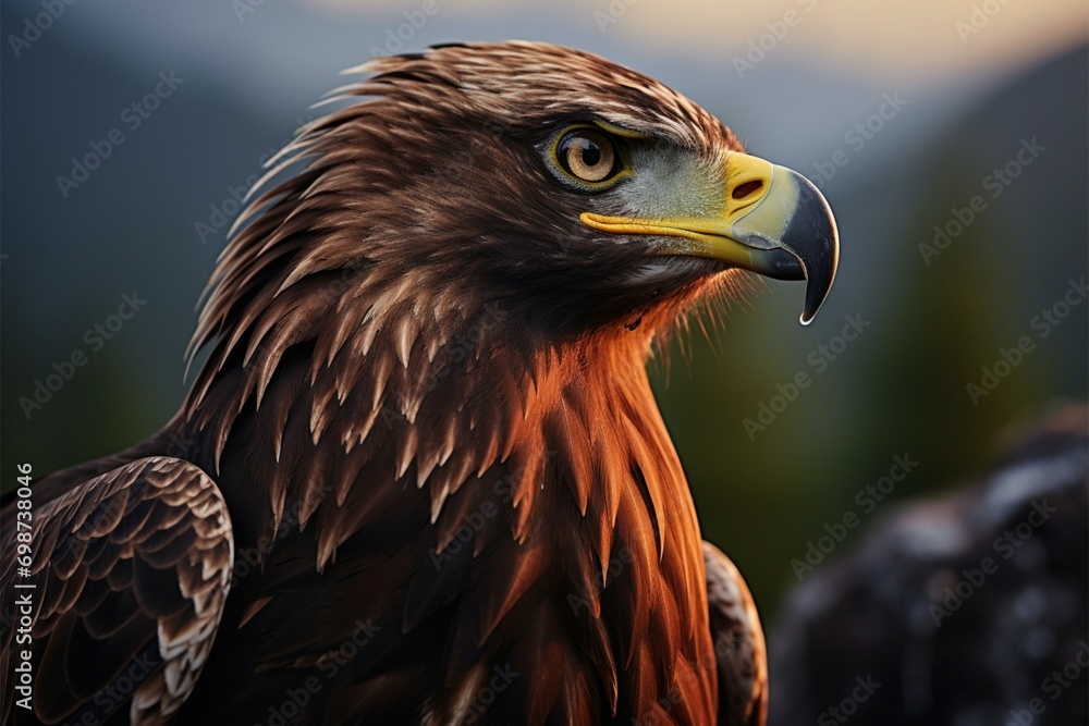 Fototapeta premium Majestic forest scene an eagles portrait against a natural backdrop