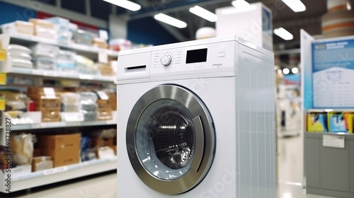 Washing machine in the home appliance store