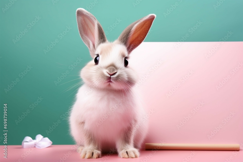 Obraz premium Festive charm adorable bunny against an isolated pastel color backdrop