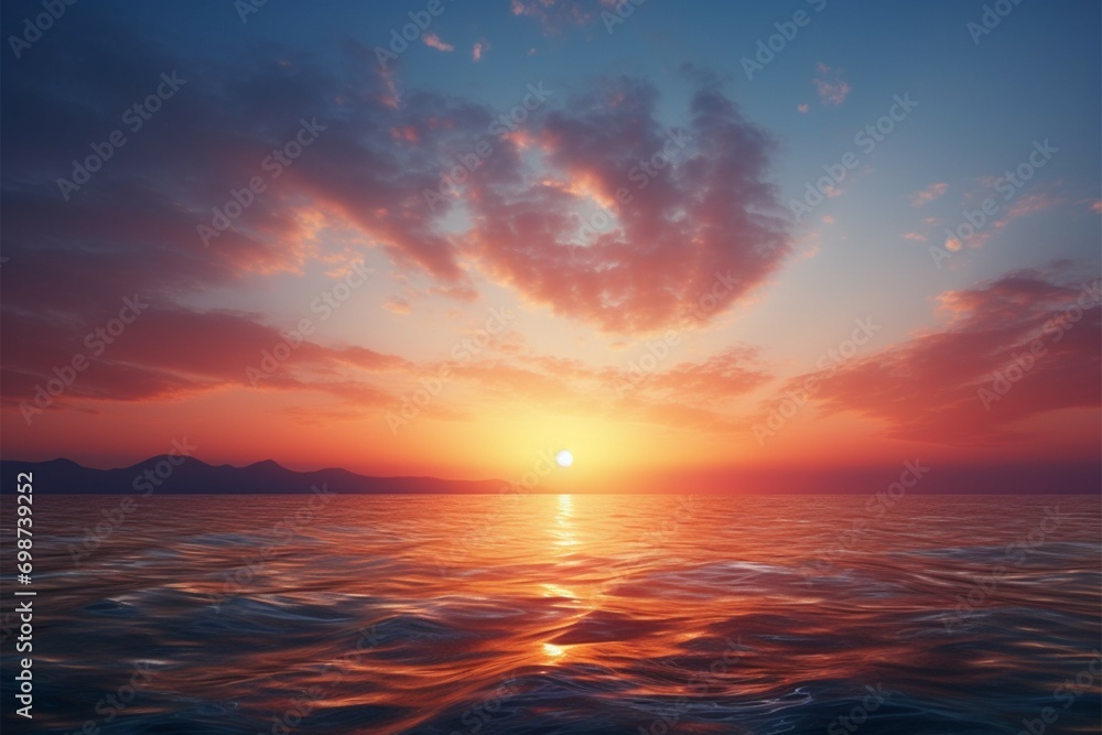 Dawn panorama the tranquil sea under the mesmerizing sunrise hues