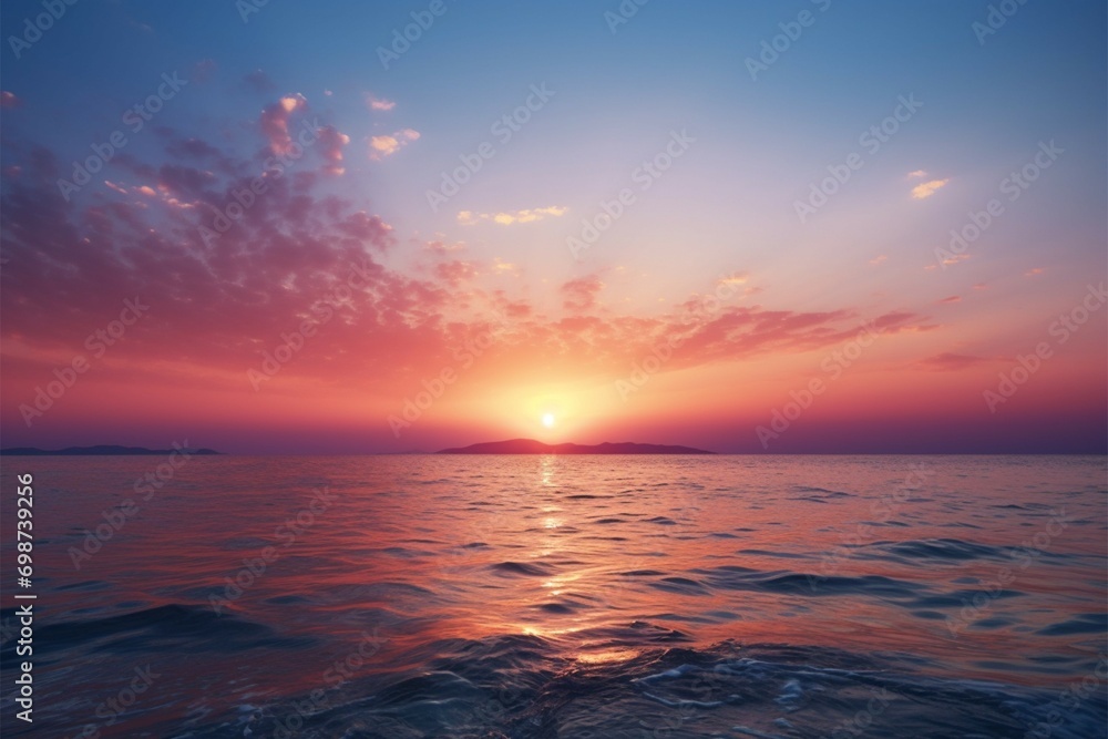 Dawn panorama the tranquil sea under the mesmerizing sunrise hues