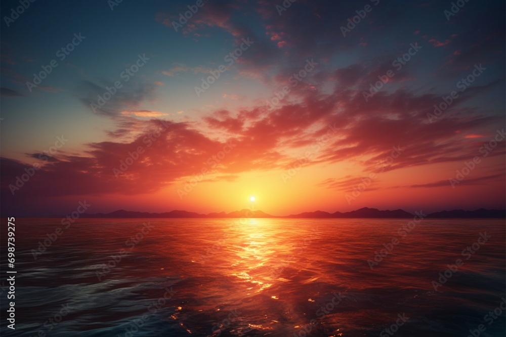 Fototapeta premium Seas awakening a breathtaking background of sunrise over the sea