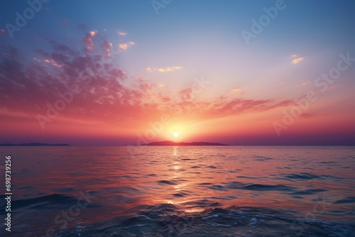 Dawn panorama the tranquil sea under the mesmerizing sunrise hues © Jawed Gfx
