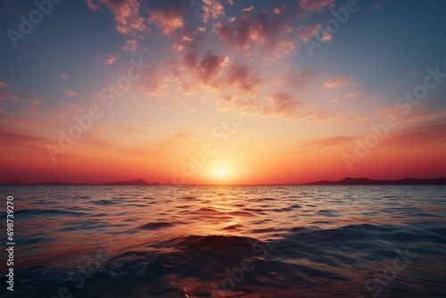 Sunrise serenity a captivating background over the expansive sea © Jawed Gfx