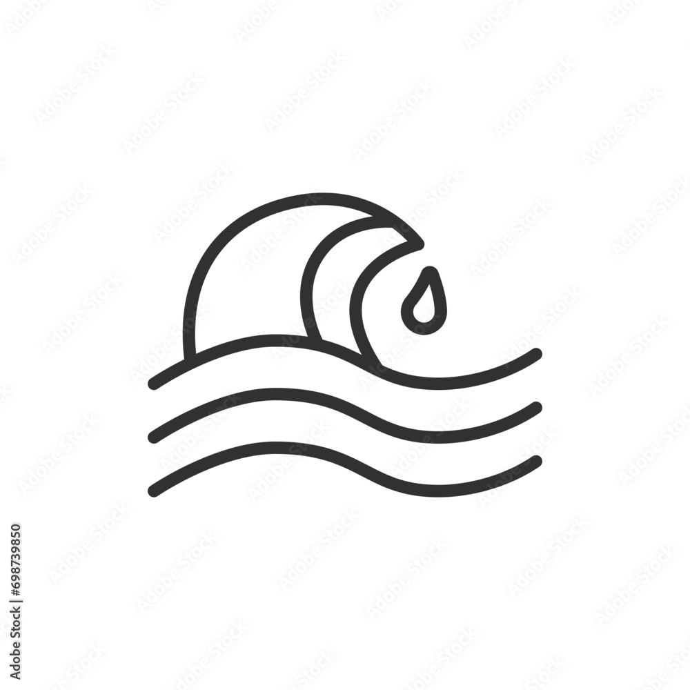 Water waves, linear icon. Line with editable stroke Water waves, linear icon. Line with editable stroke