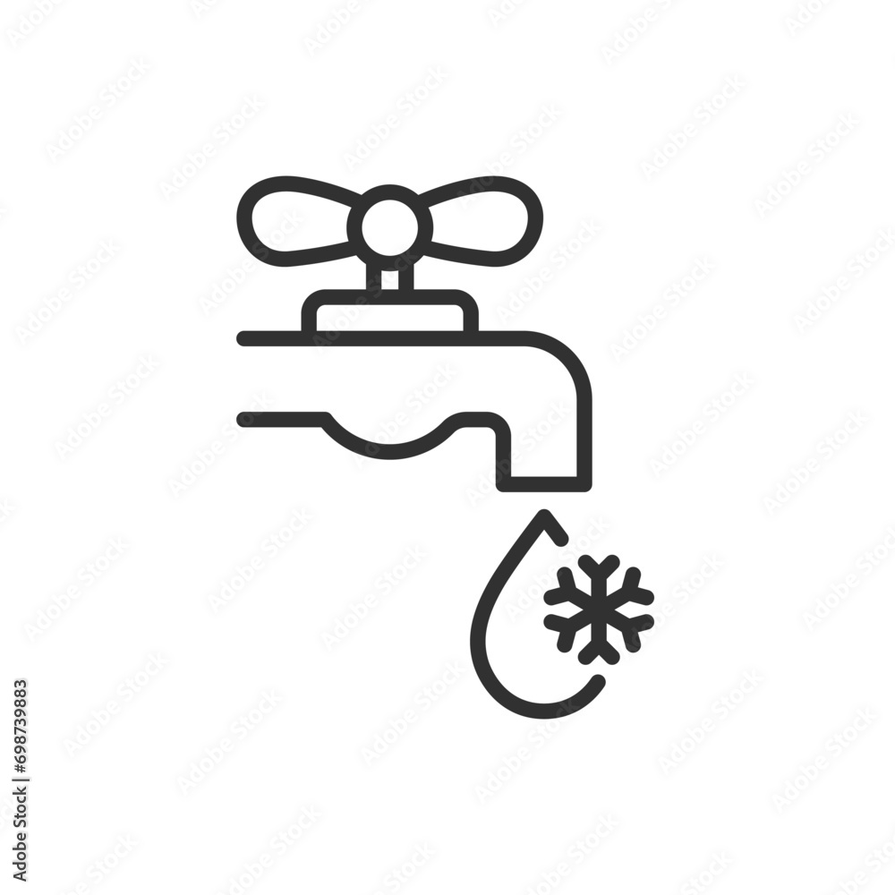 Cold water, linear icon. Hot water spill. Line with editable stroke Cold water, linear icon. Hot water spill. Line with editable stroke