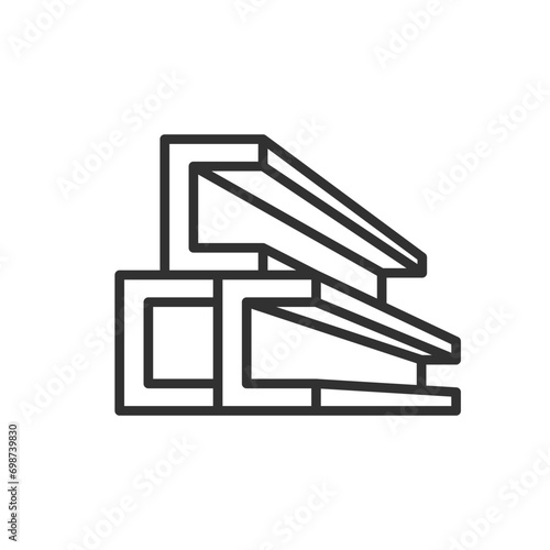 Channel, linear icon. Metal profile. Line with editable stroke
