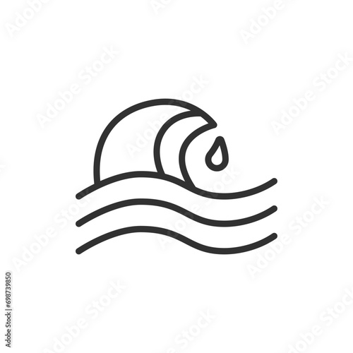 Water waves, linear icon. Line with editable stroke