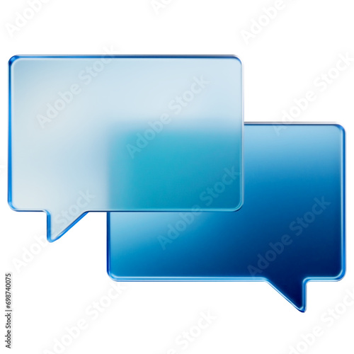 3D Glass speech bubble icon, glassmorphism
