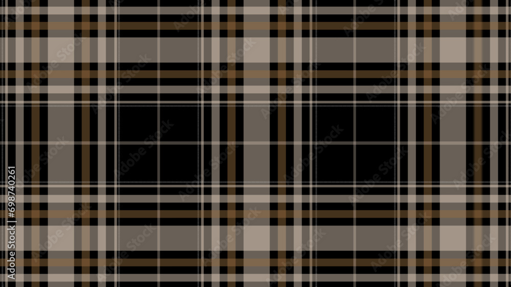 Obraz premium Brown and beige check plaid in the black background