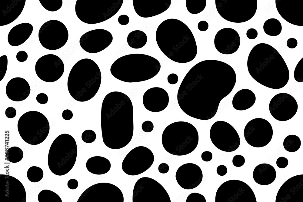 Simple spotted vector texture, seamless spotted abstract pattern. Rounded black spots isolated on white background.
Simple spotted vector texture, seamless spotted abstract pattern. Rounded black spots isolated on white background.