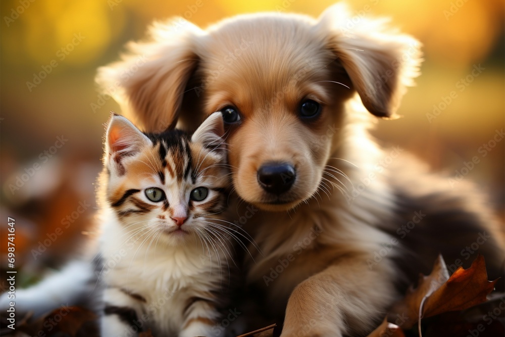 Furry friendship a kitty and puppy bond in an endearing display of companionship