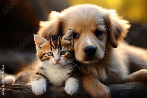 Furry friendship a kitty and puppy bond in an endearing display of companionship