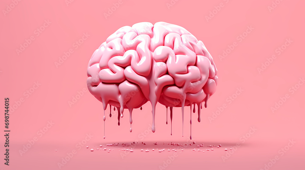 Brain creativity with liquid dripping on pink background, abstract poster web page PPT background Brain creativity with liquid dripping on pink background, abstract poster web page PPT background