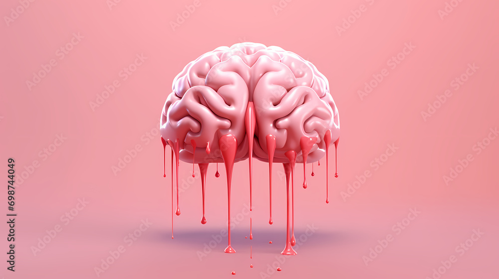 Brain creativity with liquid dripping on pink background, abstract poster web page PPT background Brain creativity with liquid dripping on pink background, abstract poster web page PPT background