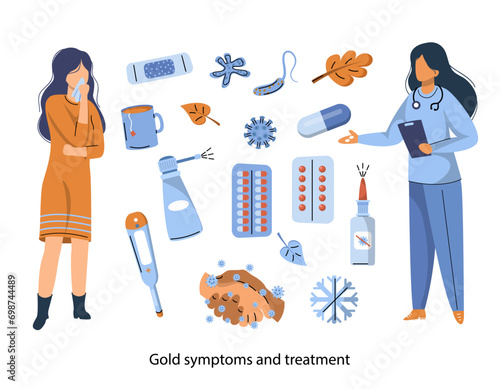  Doctor and patient pills and medicines for colds