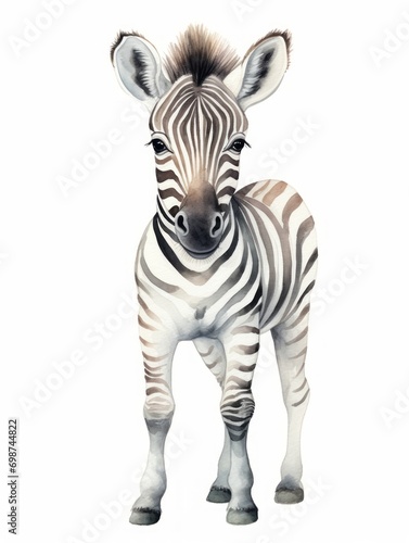 Adorable Baby Zebra Watercolor Painting AI Generated