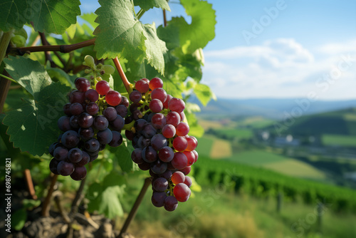 Bunch of grapes in a vineyard. Wine harvest. Investment in wine. Winery.