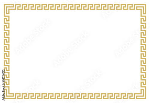 Golden Frame with ornament vector illustration, Border frame vector label. Simple line corner pattern. Border frame decoration. Vector simple line art border frame