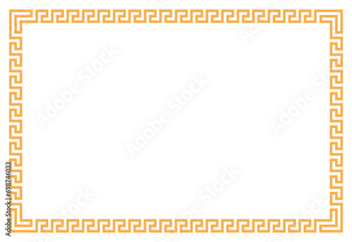 Orange Frame with ornament vector illustration, Border frame vector label. Simple line corner pattern. Border frame decoration. Vector simple line art border frame