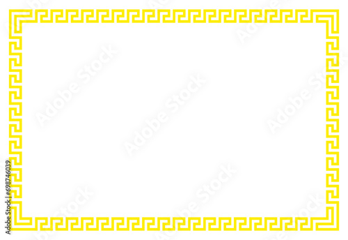 Yellow Frame with ornament vector illustration, Border frame vector label. Simple line corner pattern. Border frame decoration. Vector simple line art border frame