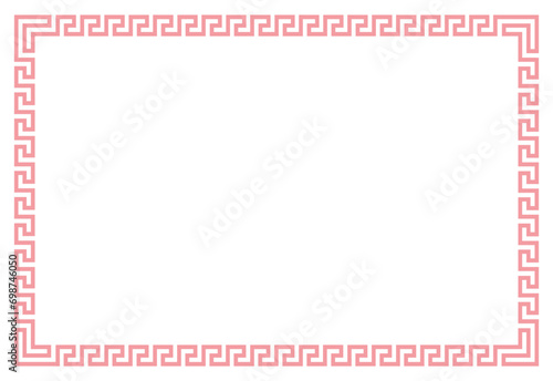 Pink Frame with ornament vector illustration, Border frame vector label. Simple line corner pattern. Border frame decoration. Vector simple line art border frame