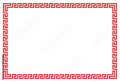 Red Frame with ornament vector illustration, Border frame vector label. Simple line corner pattern. Border frame decoration. Vector simple line art border frame