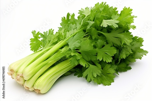 Crisp celery on white backdrop visually appealing designs for ads packaging concepts