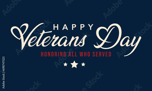 Veterans day text hand lettering quote for banner poster or card