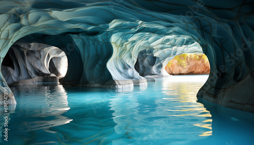 beautiful view inside the coastal marble cave