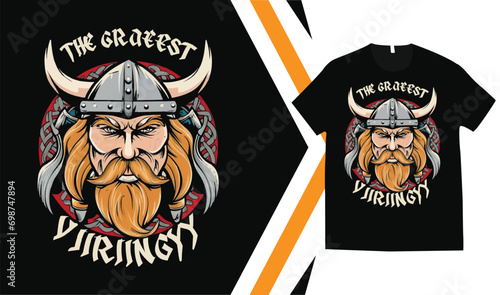 Customizable Viking T-Shirt Design, Custom vikings t-shirt Graphics, Viking Warriors tshirt, apparel custom design print mockup.