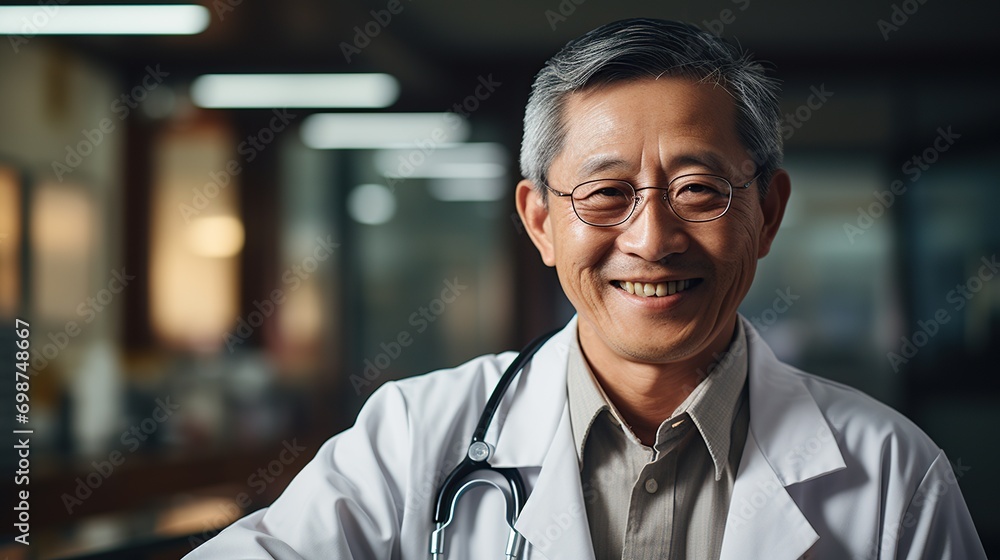 Doctors stand beautifully in a doctor's uniform Doctors stand beautifully in a doctor's uniform