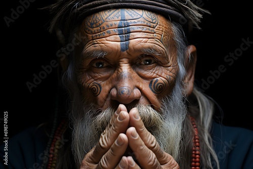 ancient wisdom: spiritual elder with a prayerful gesture © ArtisticALLY