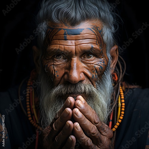 ancient wisdom: spiritual elder with a prayerful gesture © ArtisticALLY