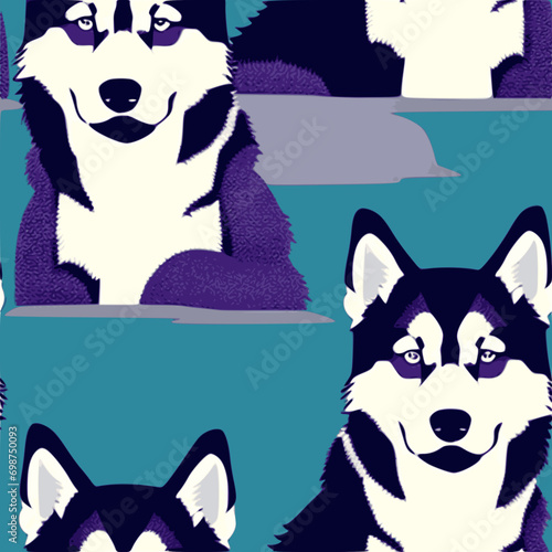 illustration of a dog- repeat pattern -husky