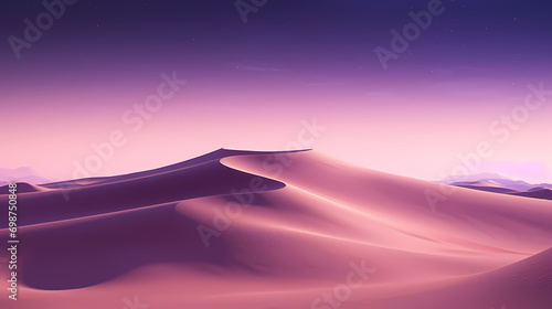 Desert landscape with sand dunes and pink lavender gradient starry sky  abstract poster web page PPT background  digital technology background