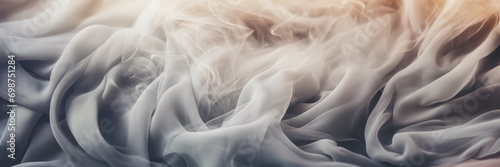 White thin textile fabric, closeup detail to structure, smoke near - fireproof materials concept. Generative AI photo