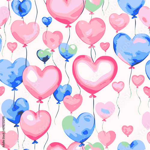 Heart Balloon Seamless Pattern