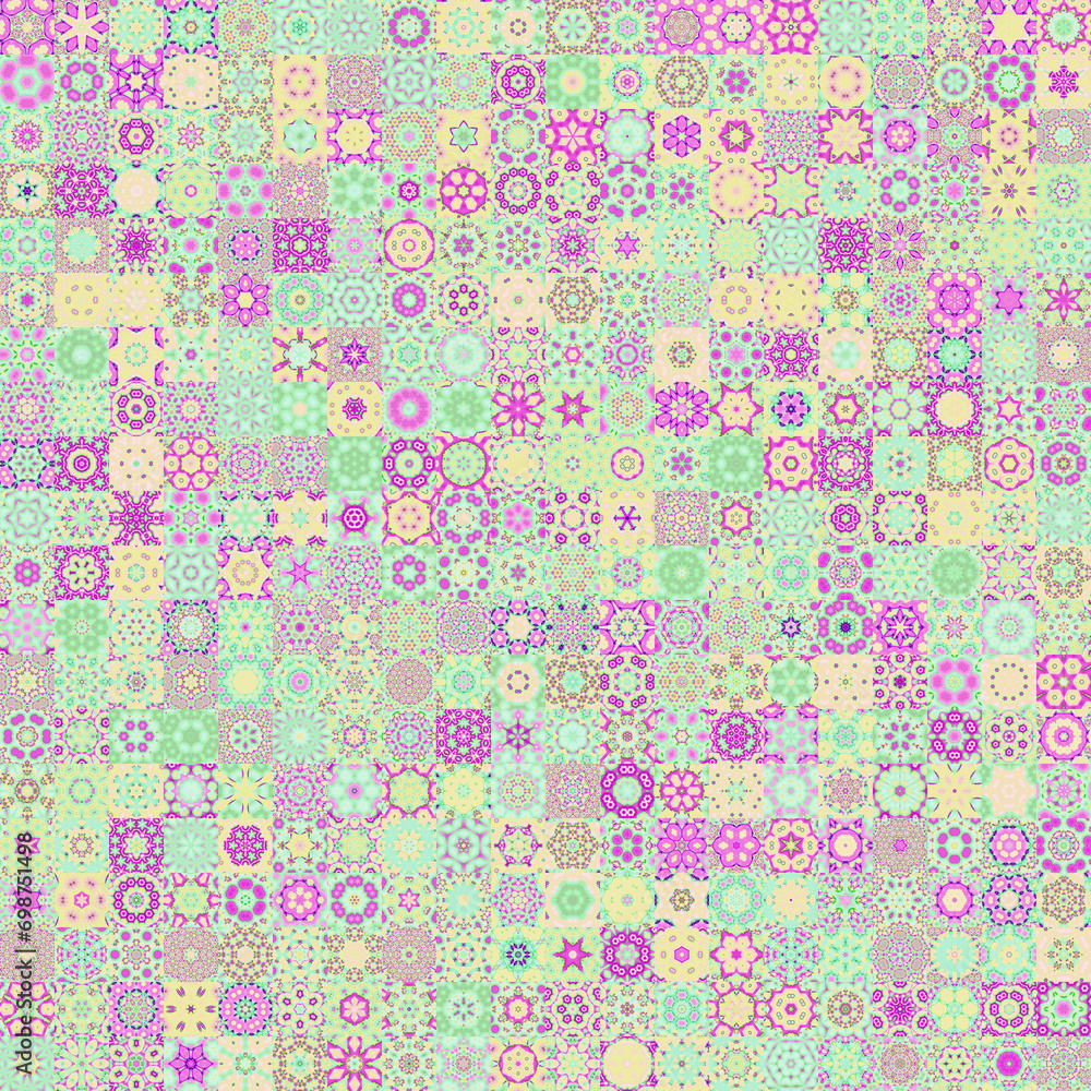 Sweet bright pastel color tone vintage concept seamless patterned background with floral shapes.