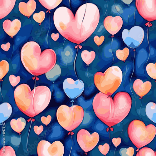Heart Balloon Seamless Pattern