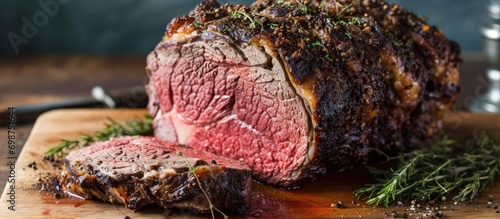 Fotografie, Obraz Grass-fed prime rib roast with homemade herbs and spices