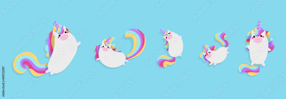 pink kawaii unicorn vector set pink kawaii unicorn vector set