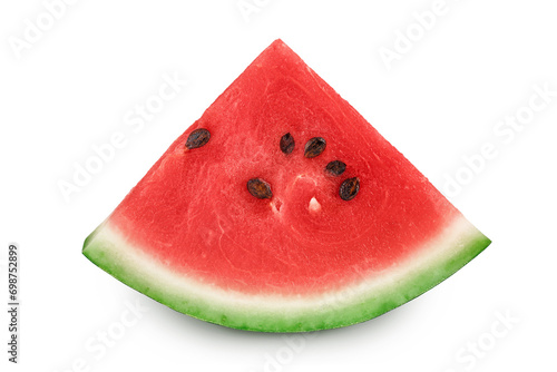 Slice of watermelon isolated on white background with full depth of field