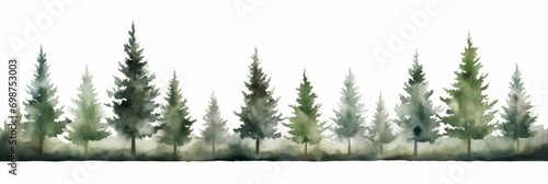 Watercolor Acacia Tree Line on White Background AI Generated