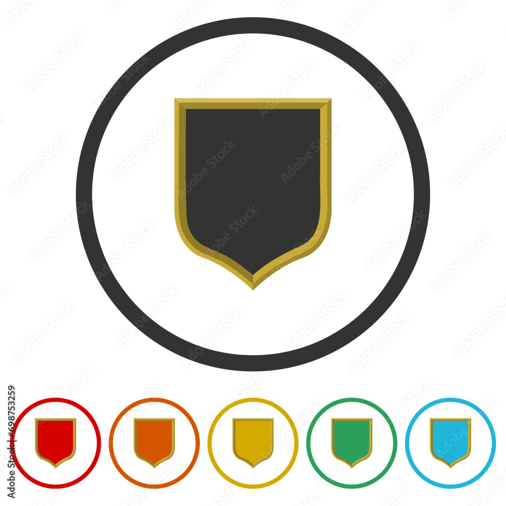 Shield 3D icon. Set icons in color circle buttons Shield 3D icon. Set icons in color circle buttons