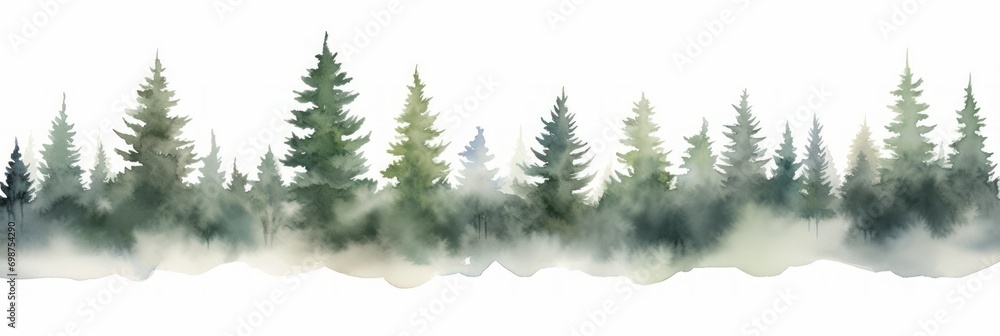 Watercolor Pine Whitebark on White Background AI Generated