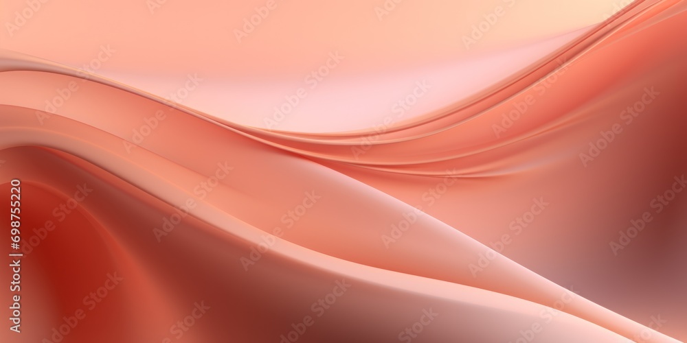 Fototapeta premium Abstract wavy pattern in peach fuzz and apricot crush colour, monochrome background for website.