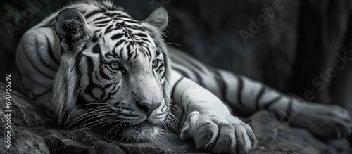 White Tiger in black and white. photo