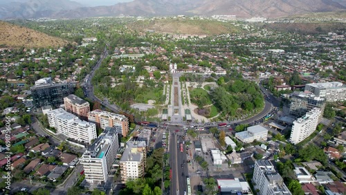 Aerial view of the Church of San Vicente de Ferrer de Los Dominicos in Santiago de Chile and magnificent City photo